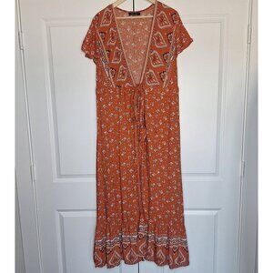 💙 Zesika Soft Maxi Cover Up 100% Rayon Size L Boho Beach Hippie Cottage